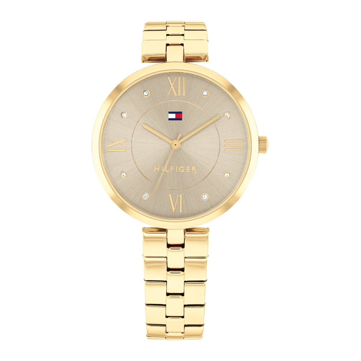 Tommy Hilfiger TH1782685 Ella Dames Horloge – 34 mm – Goudkleurig